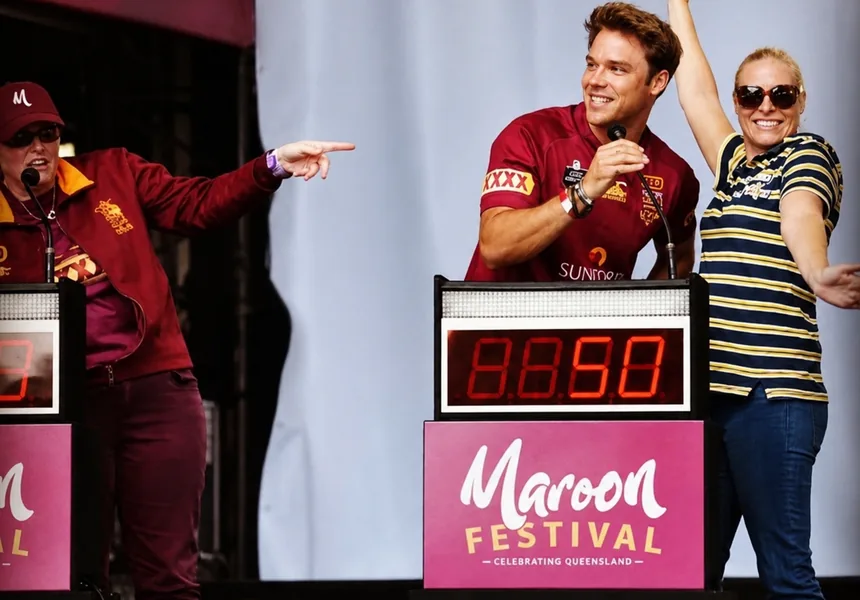 A corporate game show in full swing